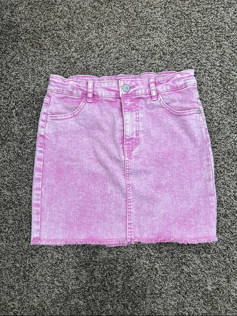 Girls size L 10-12 art class Pink Acid-Wash Denim Mini Skirt